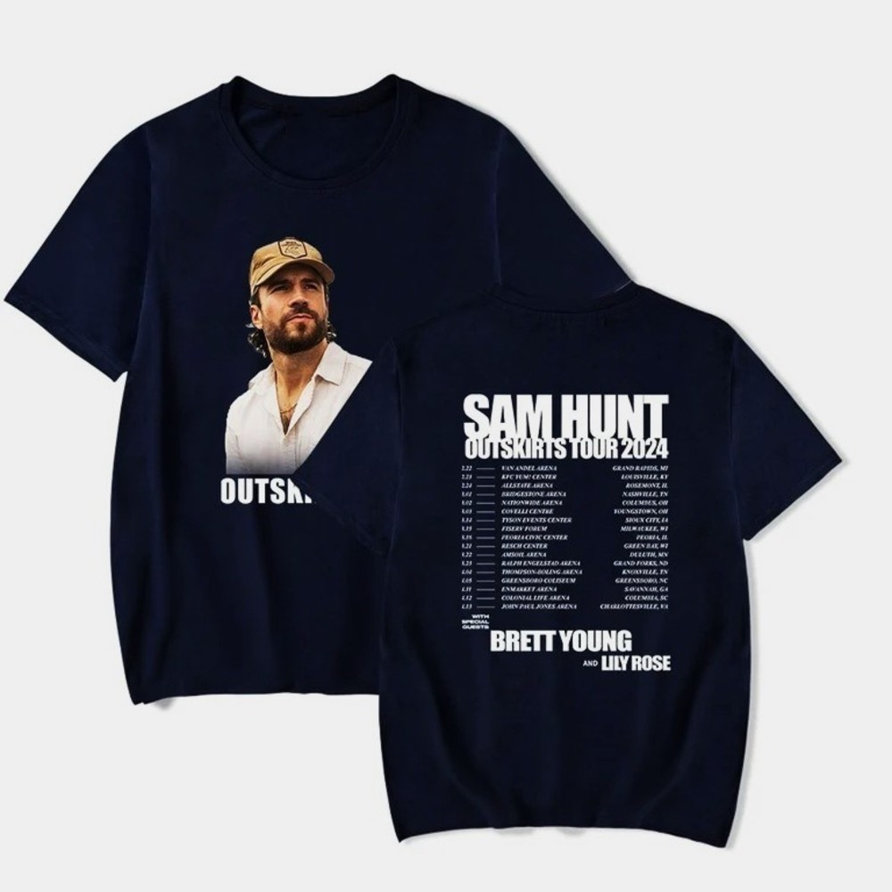 Sam Hunt Outskirts Tour 2024  2 Sided T-Shirt Summer